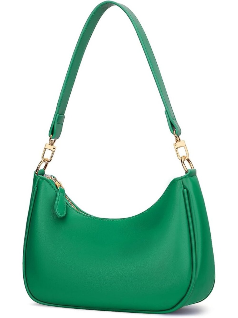 Women's Green Leather Cute Hobo and Tote Shoulder Bag Retro Clutch With Zipper